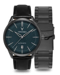 Icon Automatic Set in Gunmetal and Slate worn as a coordinated matching outfit