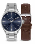 Icon Automatic Set in Silver/Blue displayed as a complete matching outfit.