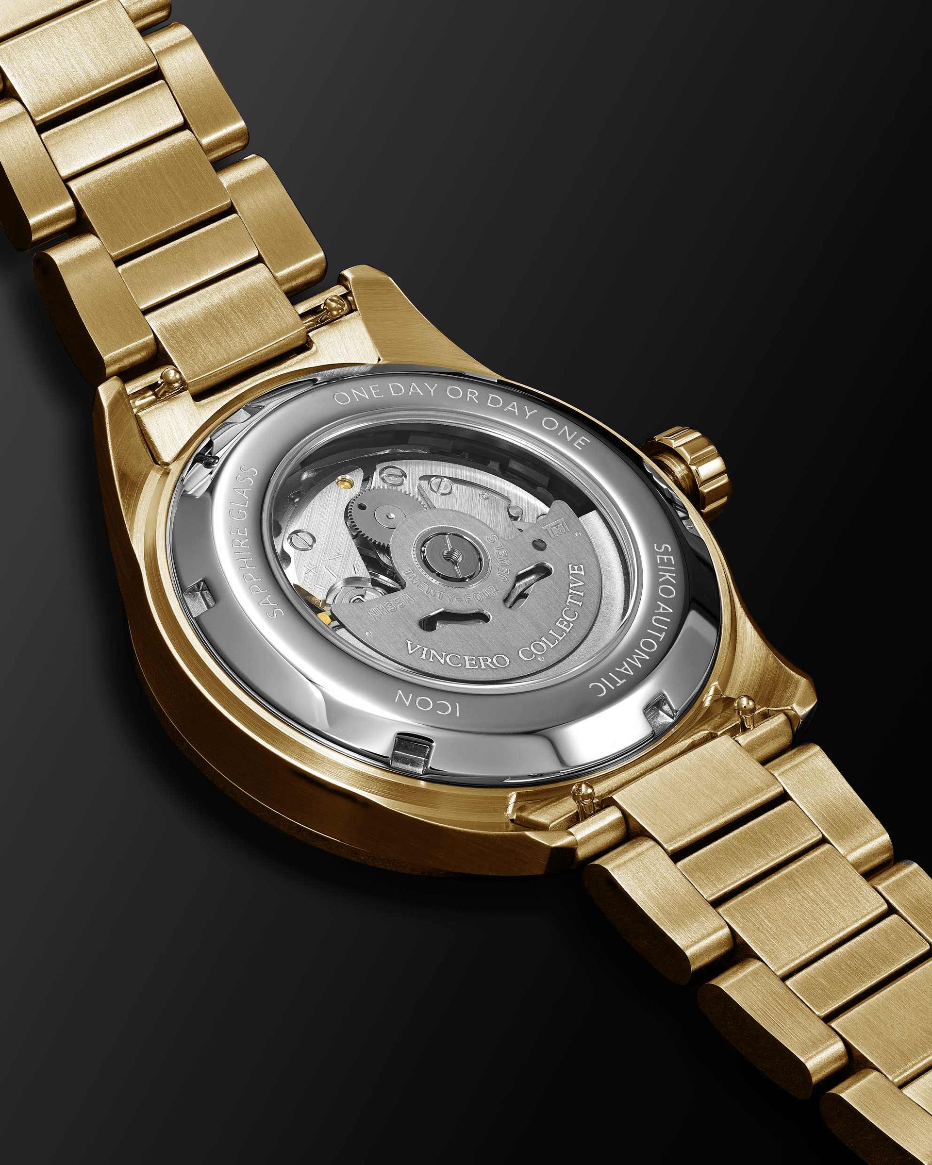 Icon Automatic Watch and Gold Box Chain Bracelet Set