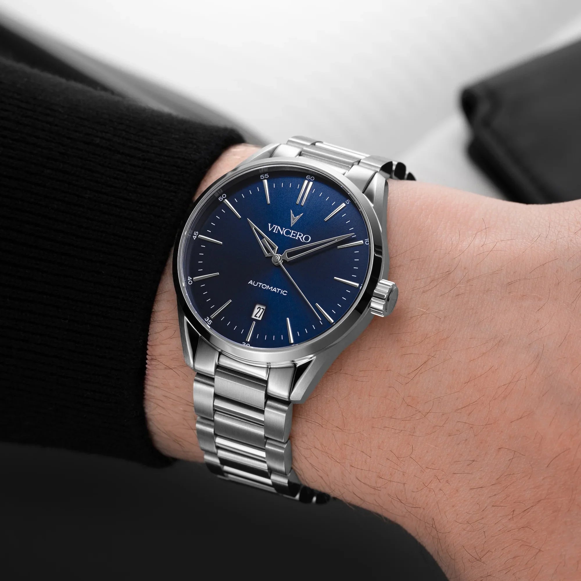 Icon Automatic Watch in Silver and Blue - 42mm Self-Winding Timepiece
