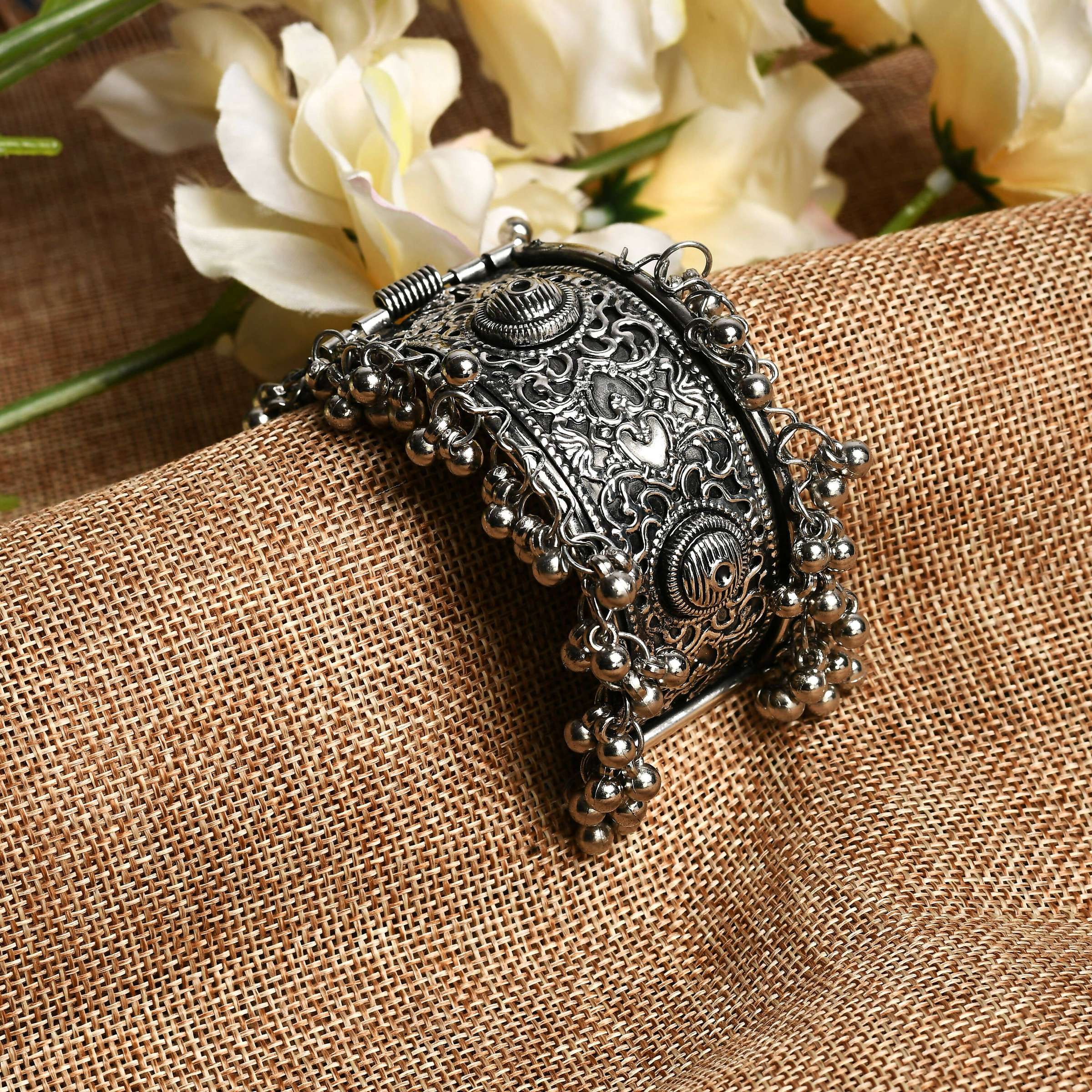 Joharkamal Oxidised Silver-Plated Ghungroo Artisan Bracelet