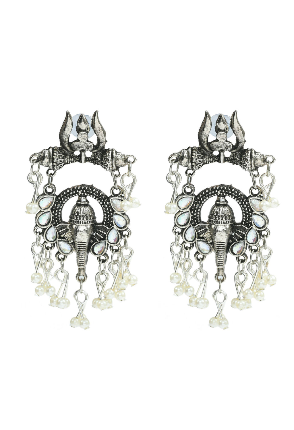 Ganesha Motif Oxidised Silver-Plated Choker Necklace Set