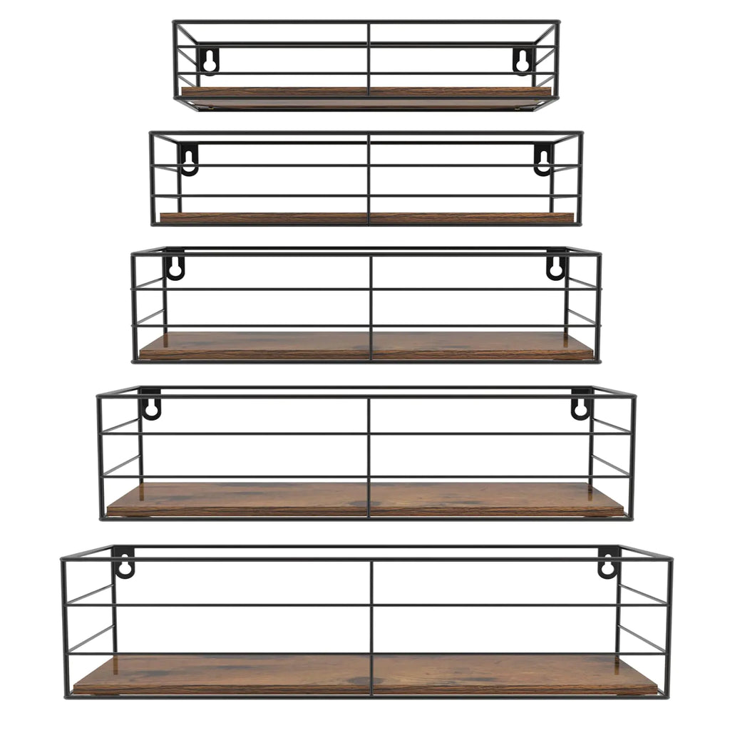CRUGLA Floating Wall Shelves Set of 5 Wall Mounted Bathroom Shelves Hanging Storage Shelf for Bathroom Kitchen Bedroom Living Room