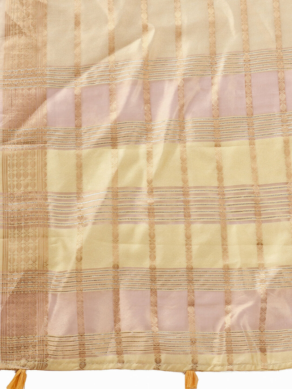Gold Organza Saree with Contrast Yellow Blouse