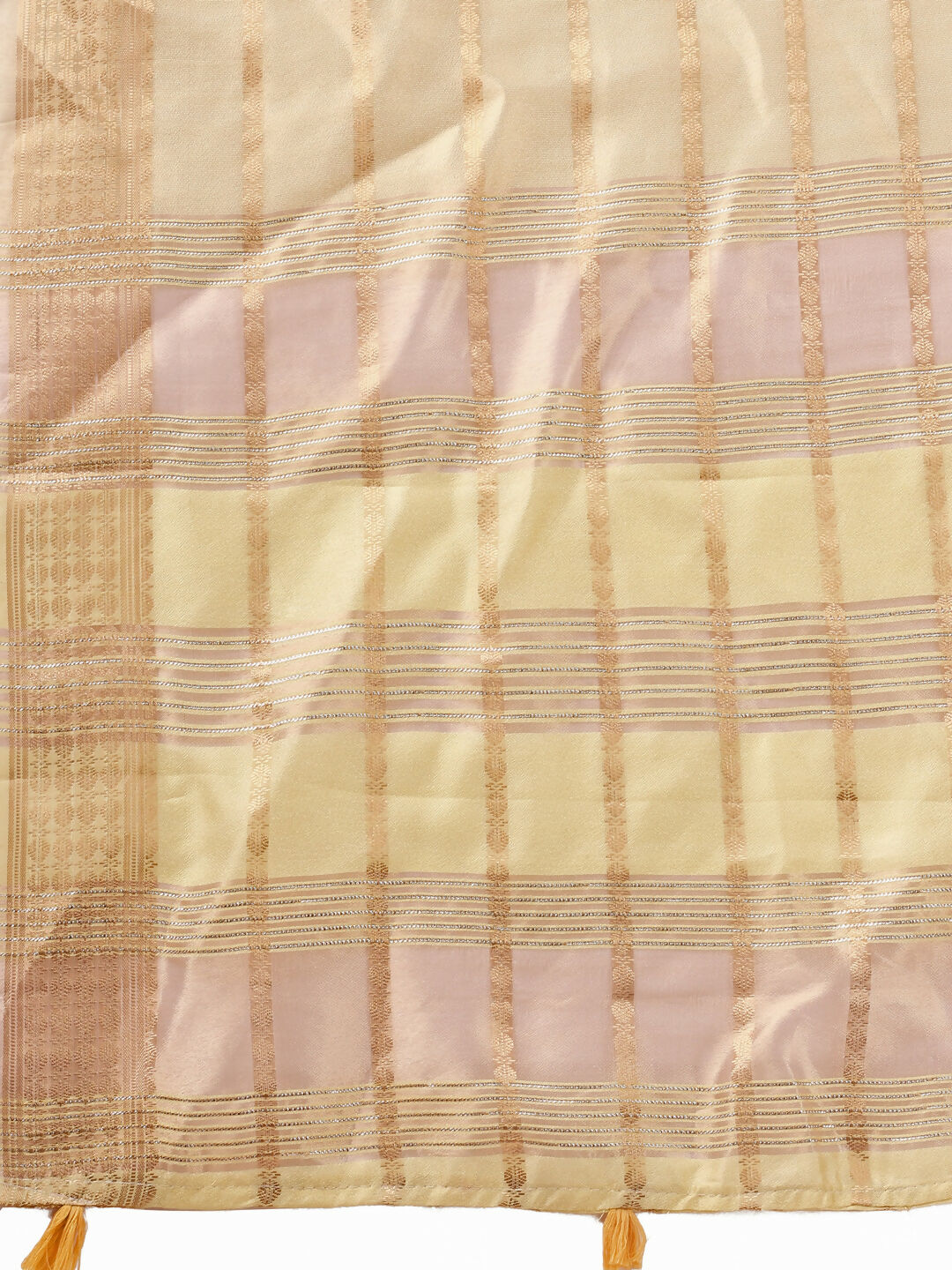 Gold Organza Saree with Contrast Yellow Blouse