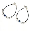 Silver and black Nazariya traditional payal for women and girls