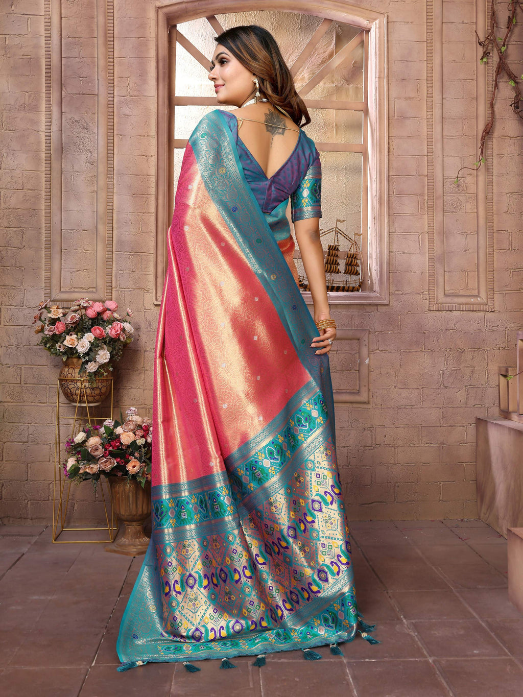 Red Banarasi Tissue Silk Weaving Saree for Special Events
