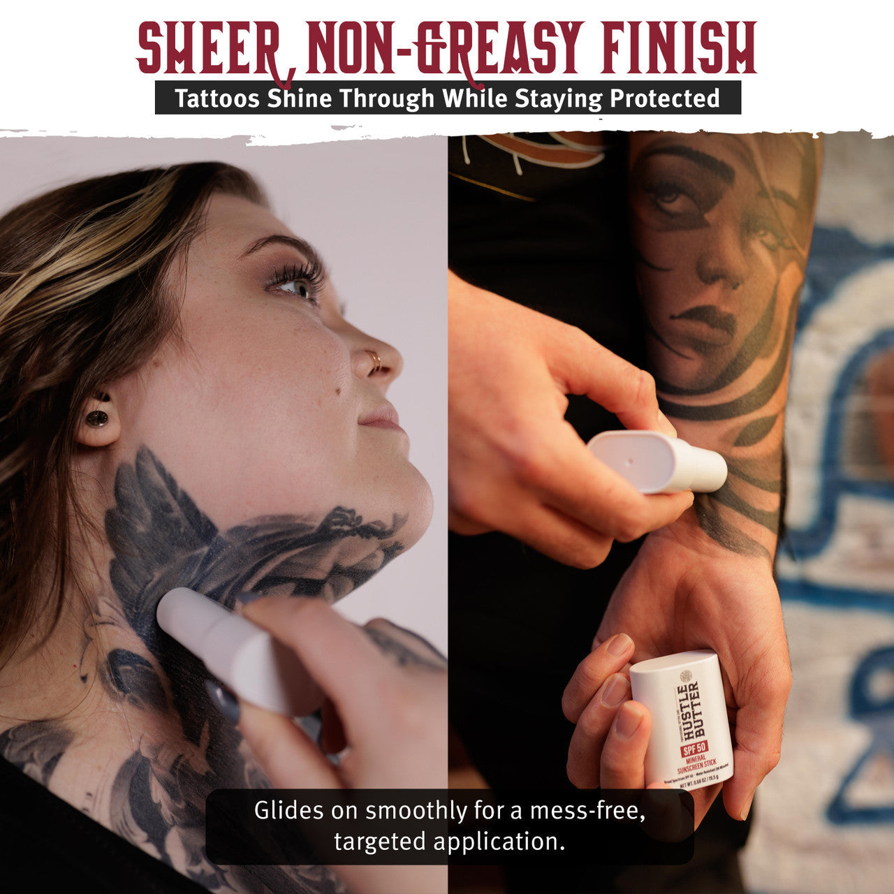 SPF 50 Mineral Sunscreen Stick for Tattoos - Zinc Oxide