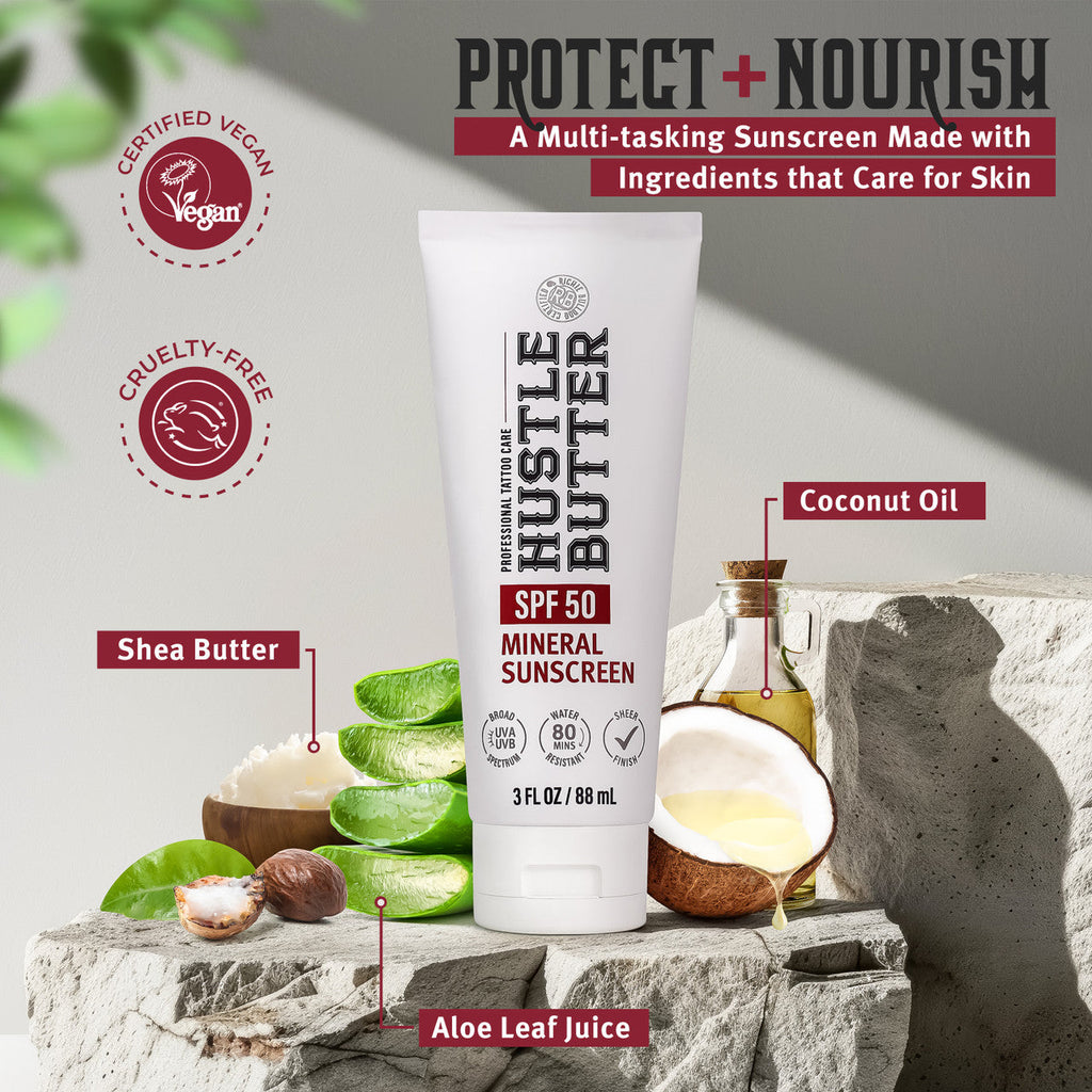 Mineral Sunscreen Lotion SPF 50 for Healed Tattoos