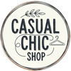 Circular sign with 'Casual Chic Shop' text on a white background