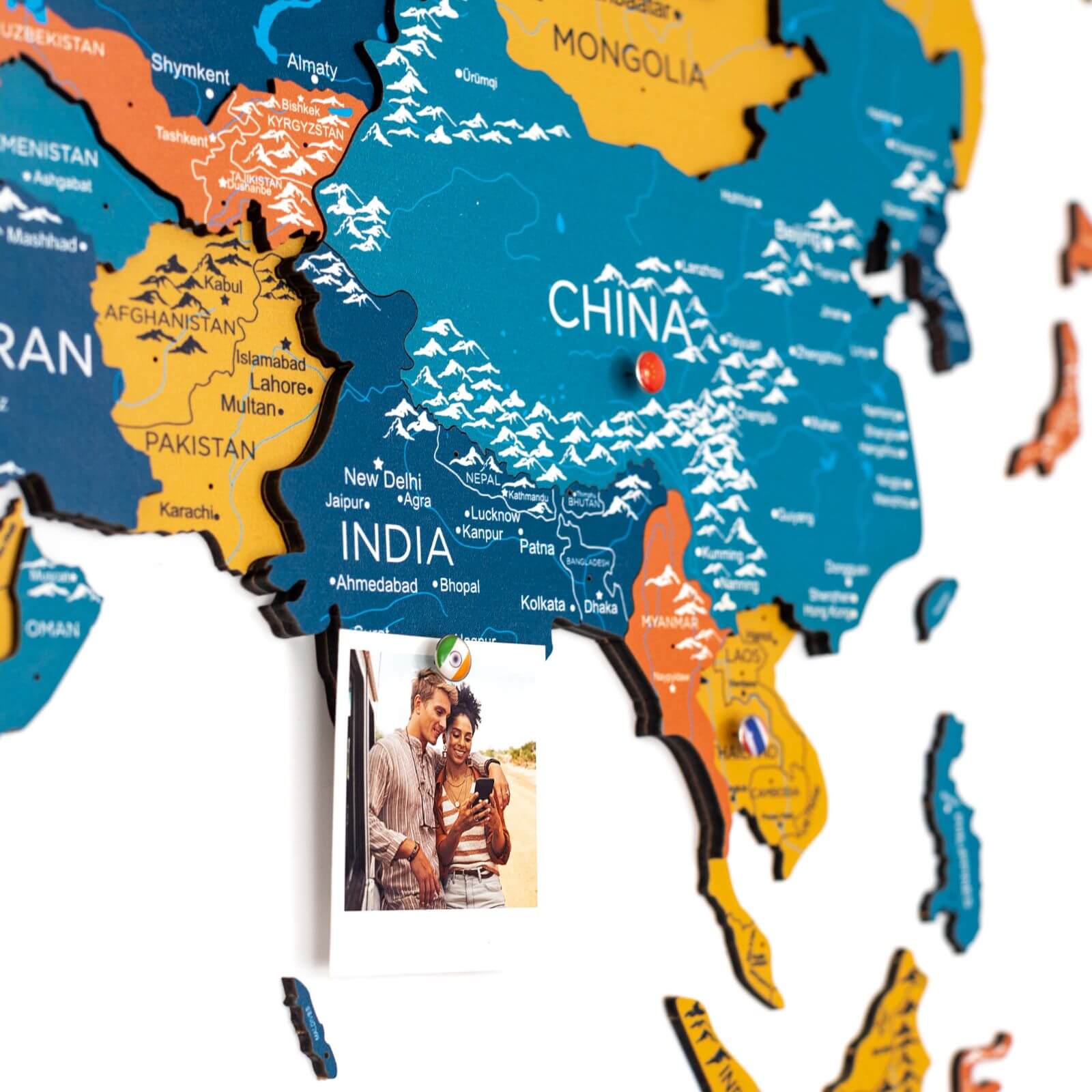 3D Wooden World Map Indie – Decorative Layered Wall Art