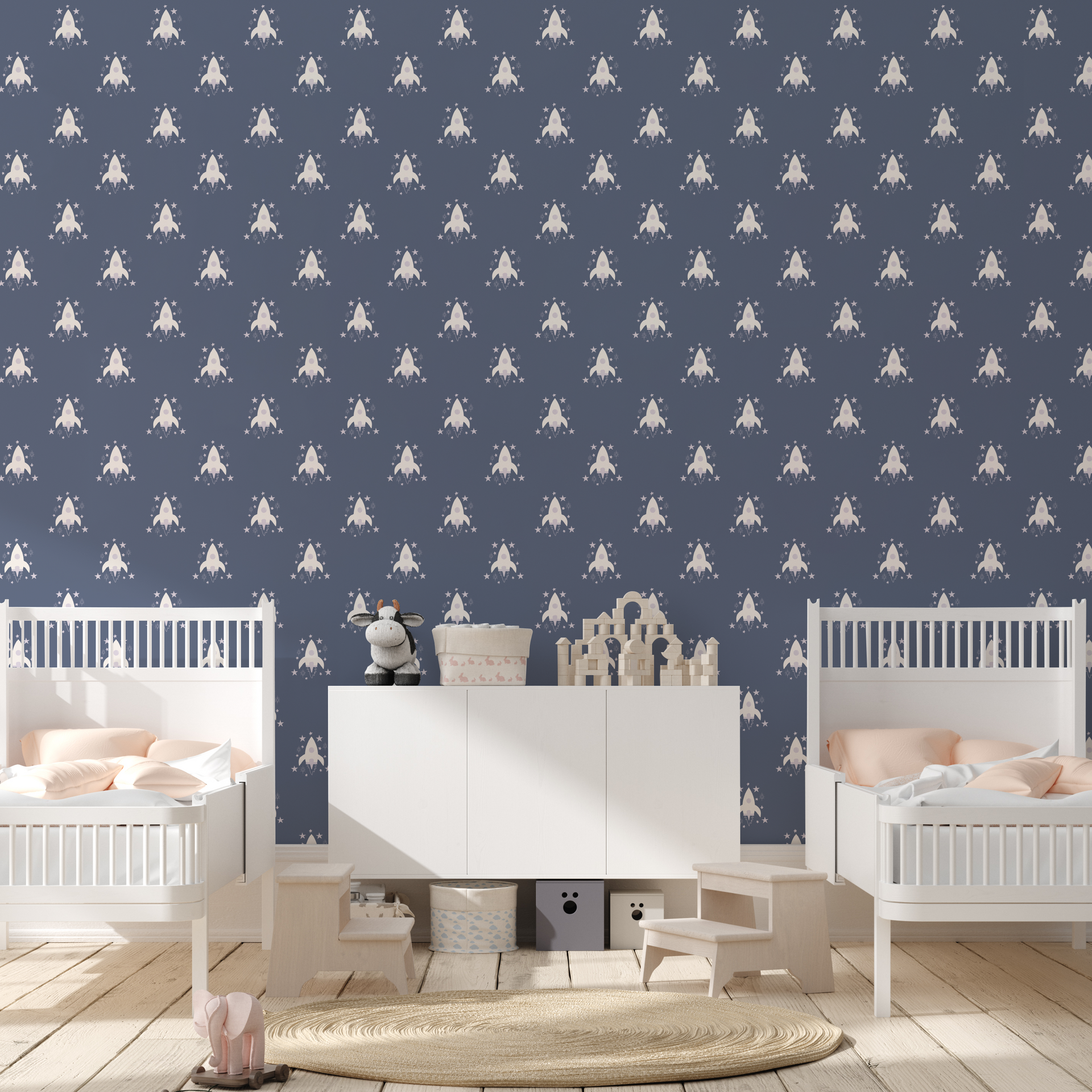 Ryan Geometric Removable Wallpaper in Mint, Lavender and Navy