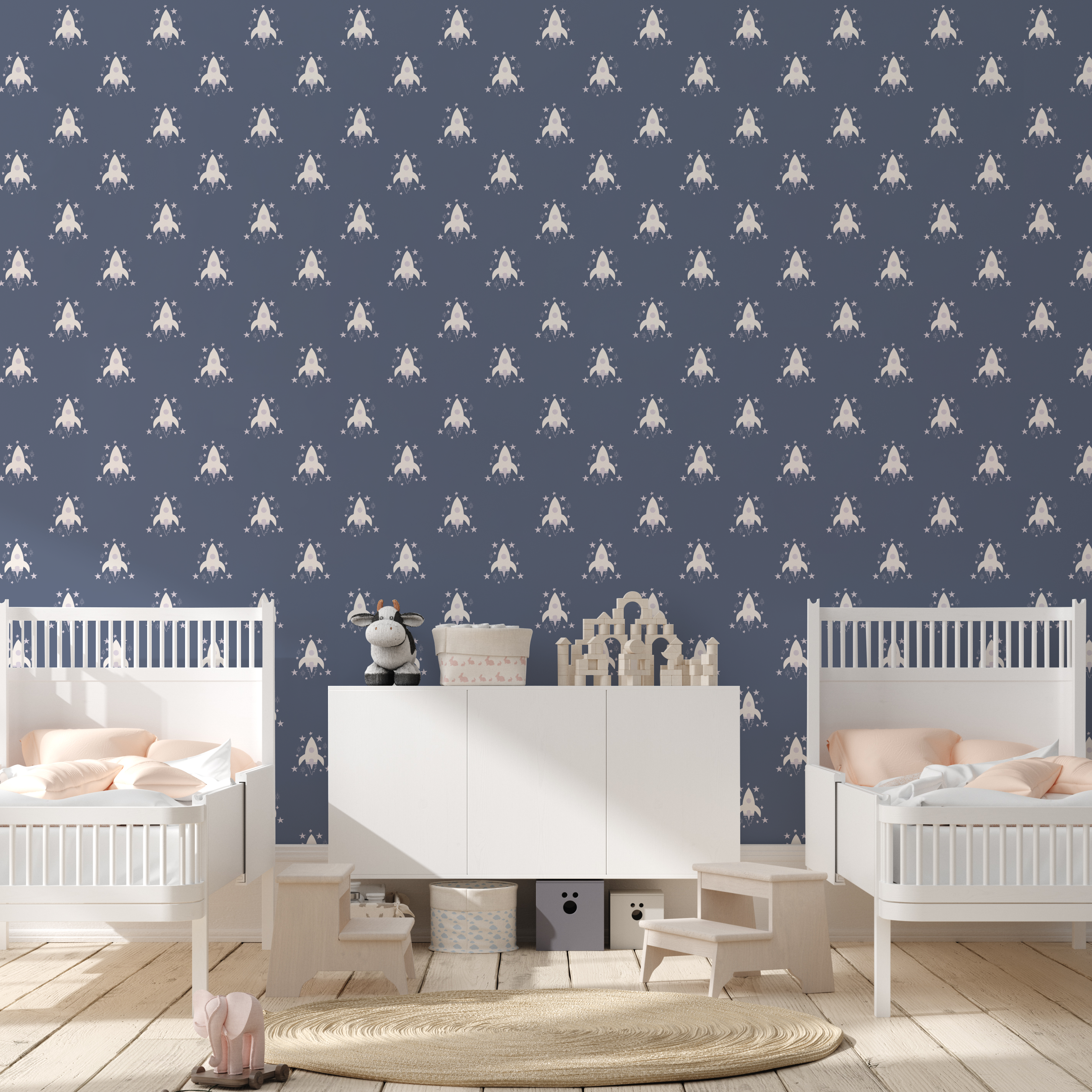 Ryan Geometric Removable Wallpaper in Mint, Lavender and Navy