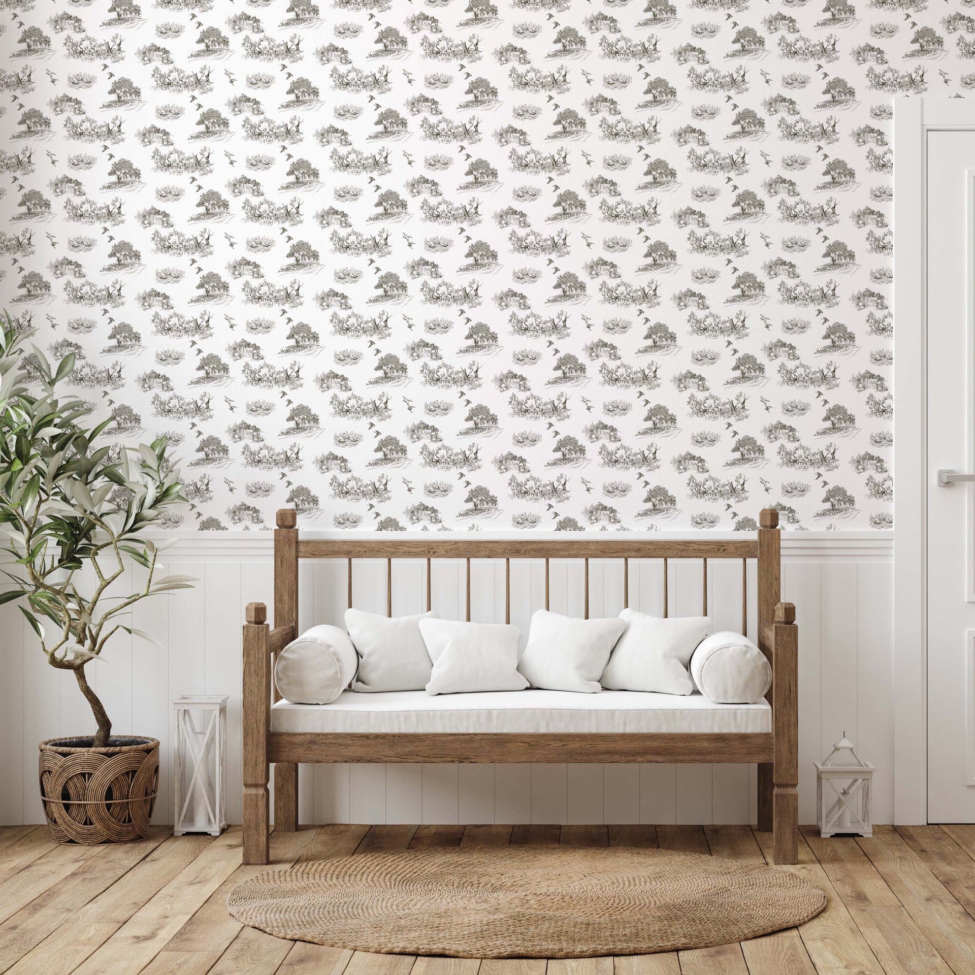 Ingalls Removable Wallpaper in White and Charcoal-Gray