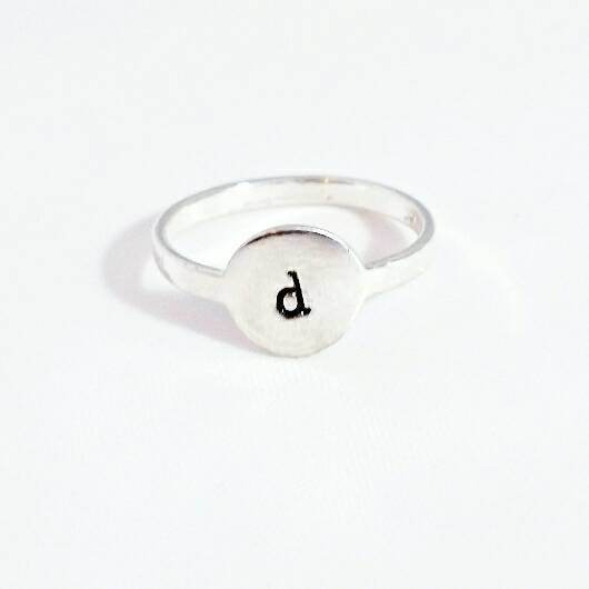Initial Signet Sterling Silver Ring
