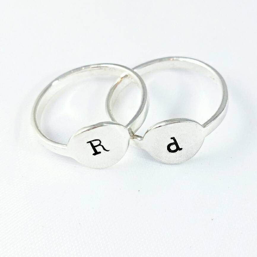 Initial Signet Sterling Silver Ring