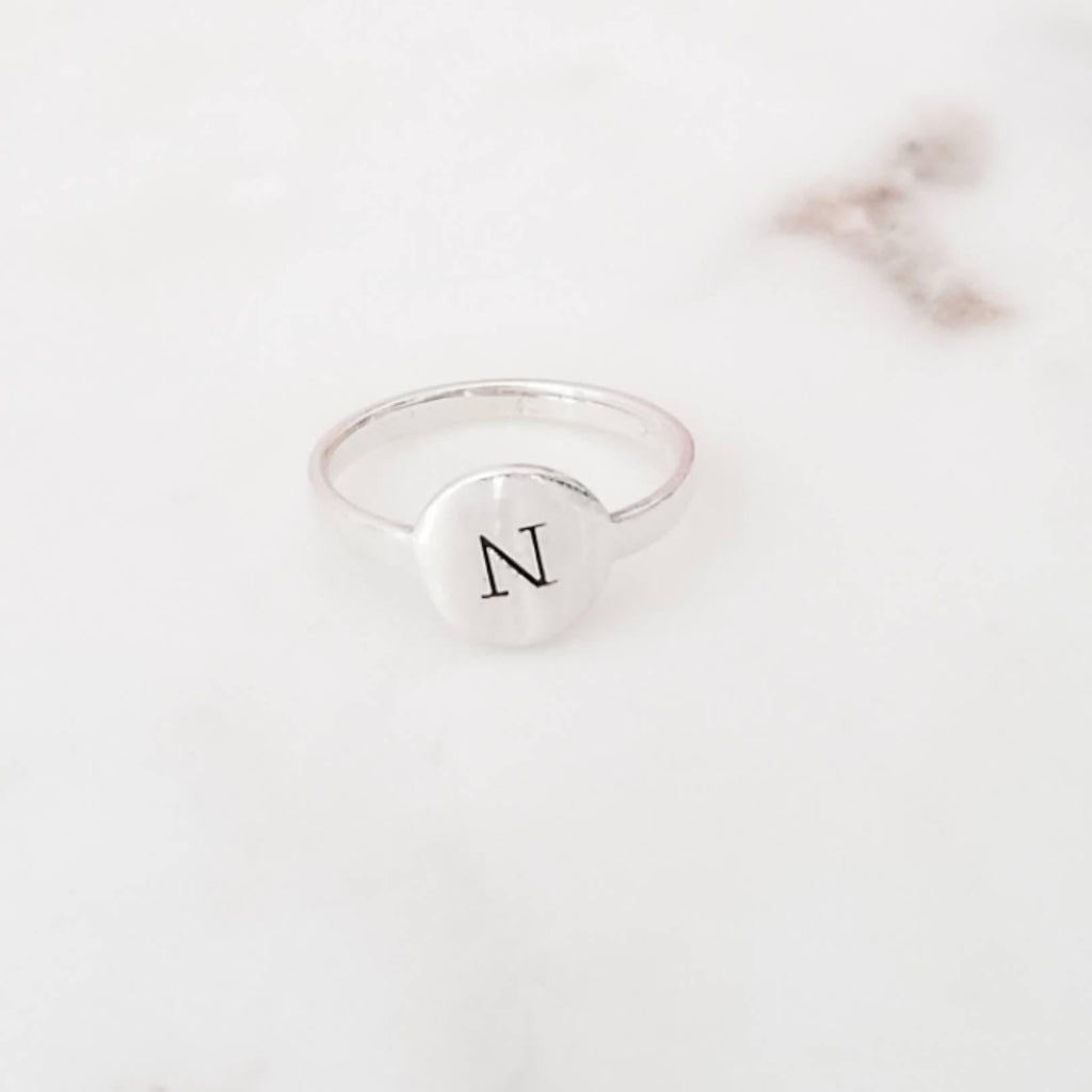Initial Signet Sterling Silver Ring
