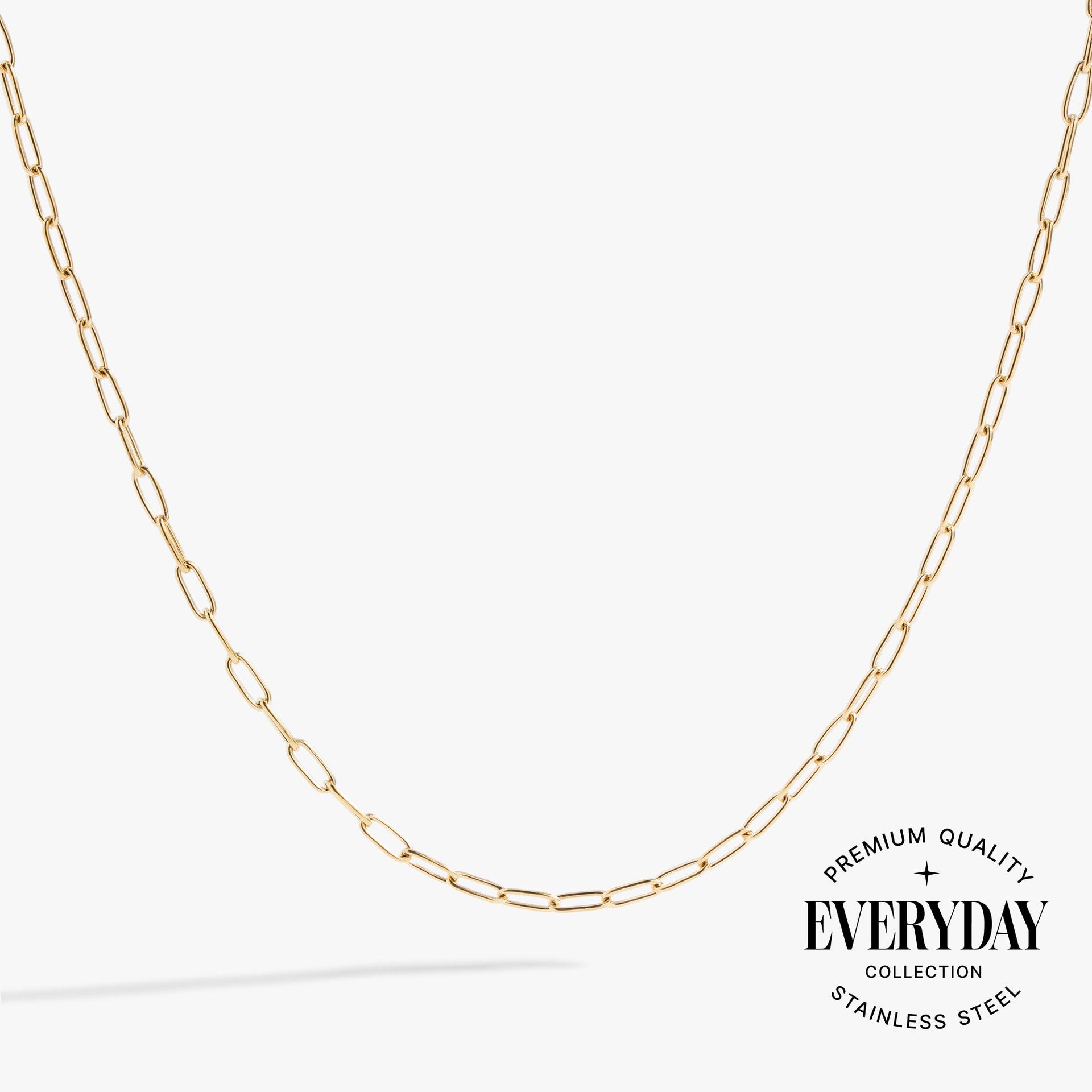 Gold paperclip link chain necklace for layering and charm attachment