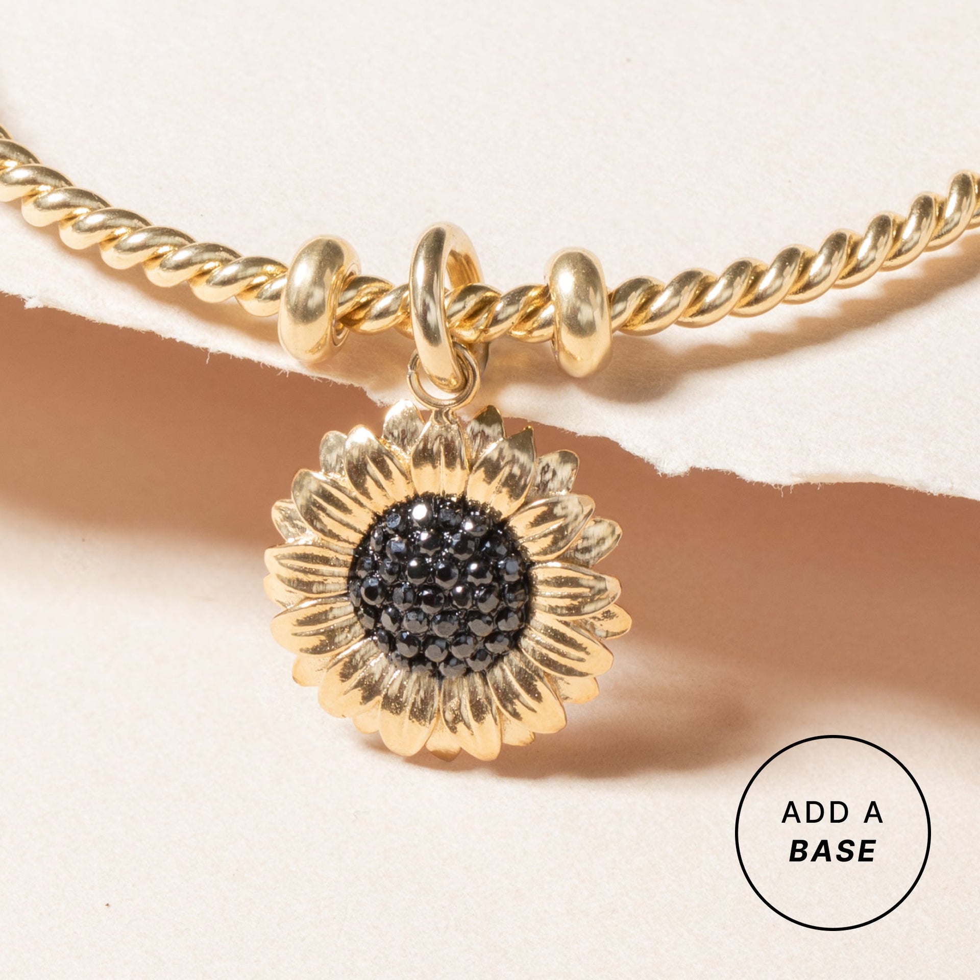 Sunflower Interchangeable Charm in Gold-Tone Stainless Steel