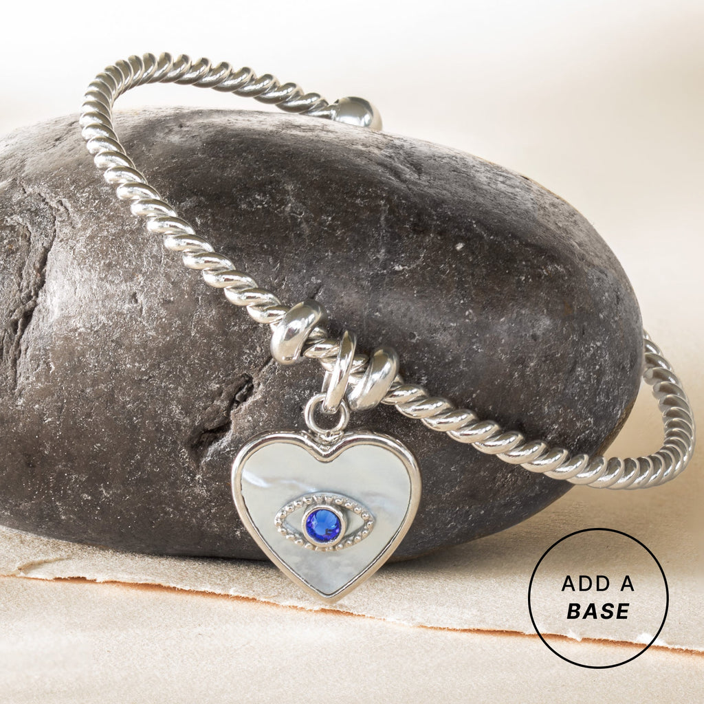 Evil Eye Heart Interchangeable Charm in Silver-Tone Stainless Steel
