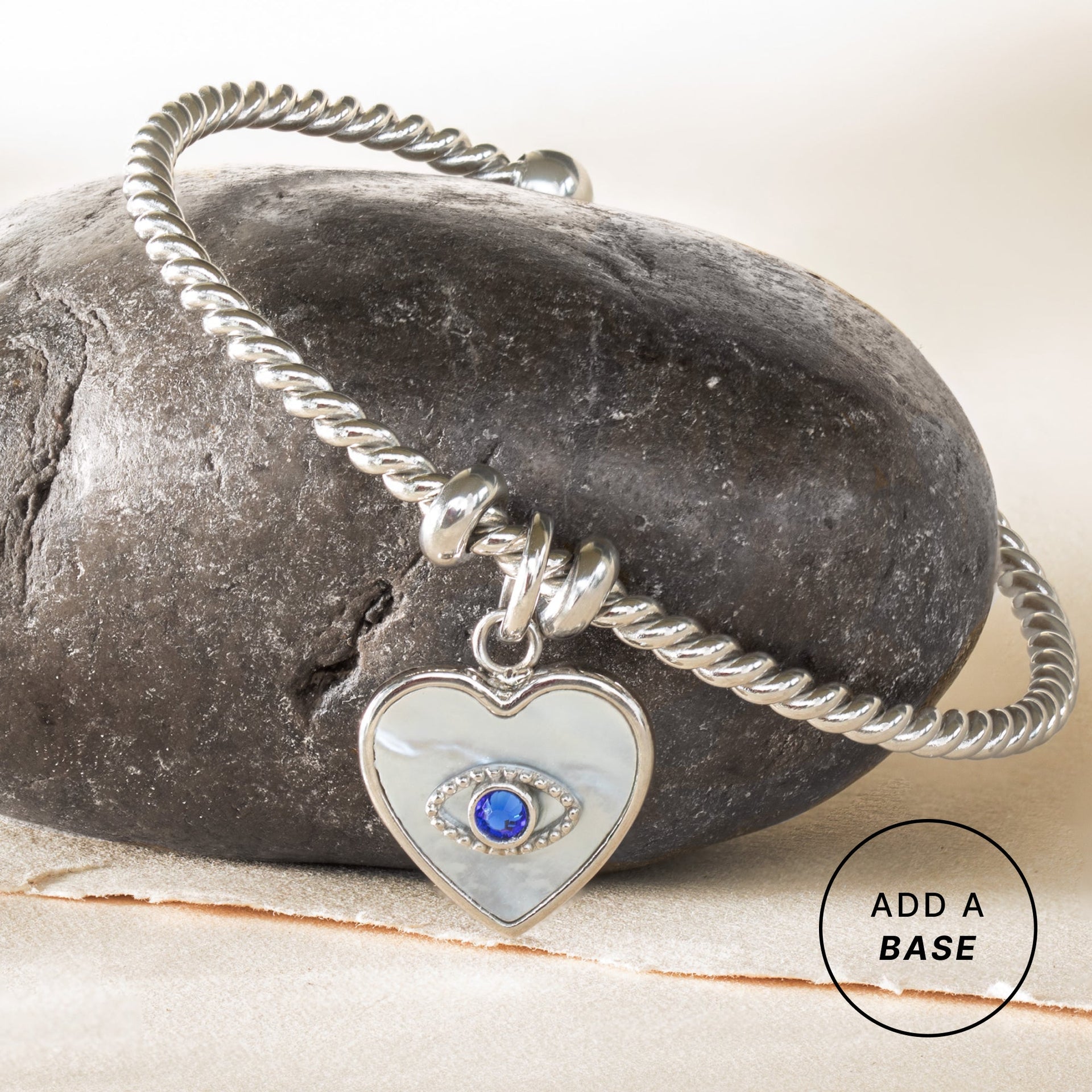 Evil Eye Heart Interchangeable Charm in Silver-Tone Stainless Steel