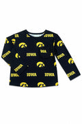 Iowa Black Tigerhawk L/S Ruffle Pocket Tee