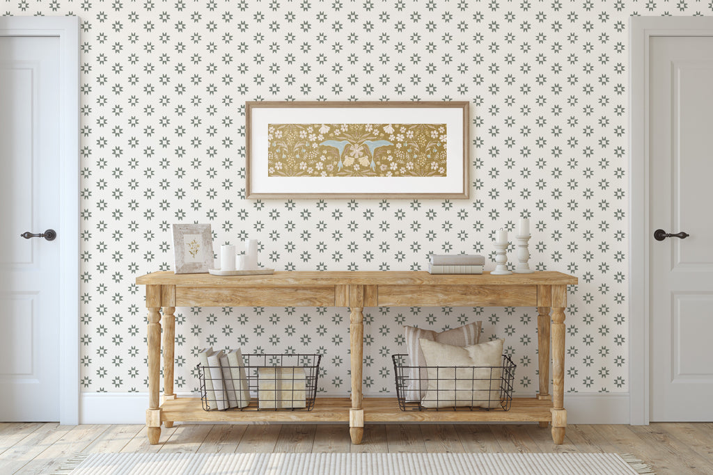 Iris Geometric Wallpaper in Light-Blue and Dark-Blue