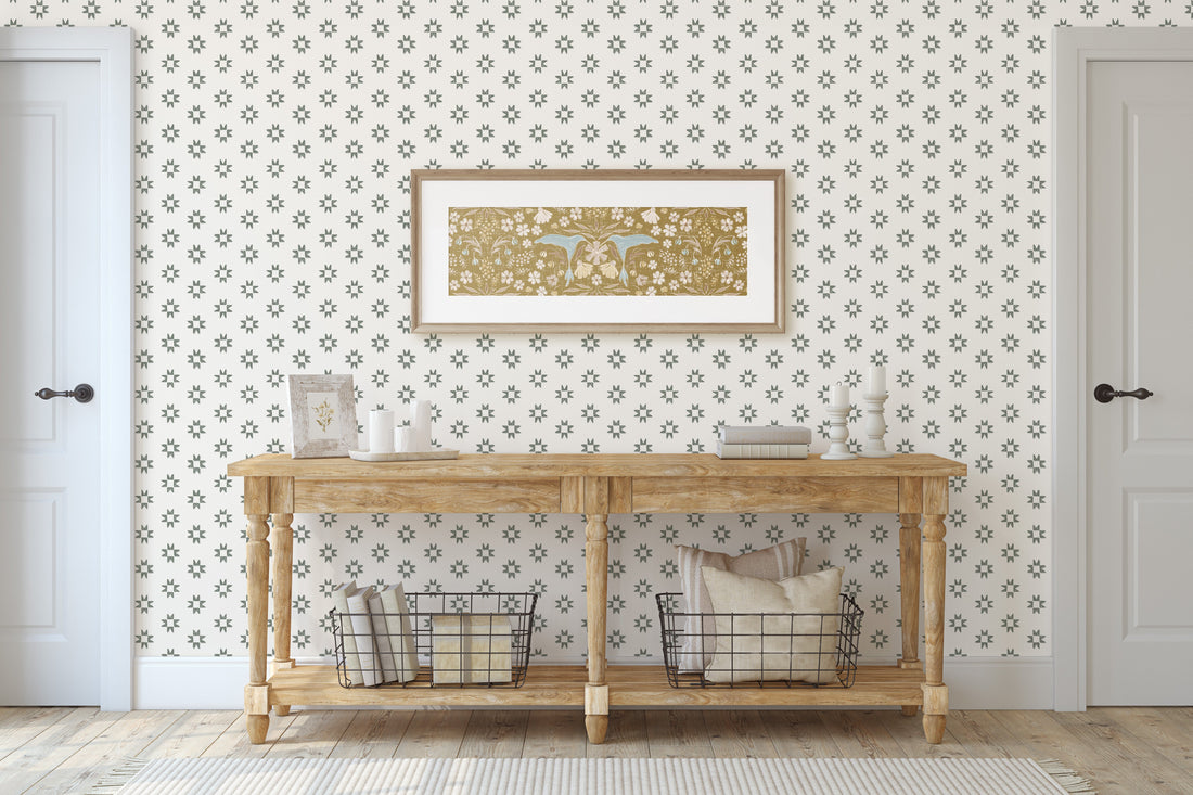 Iris Geometric Wallpaper in Light-Blue and Dark-Blue