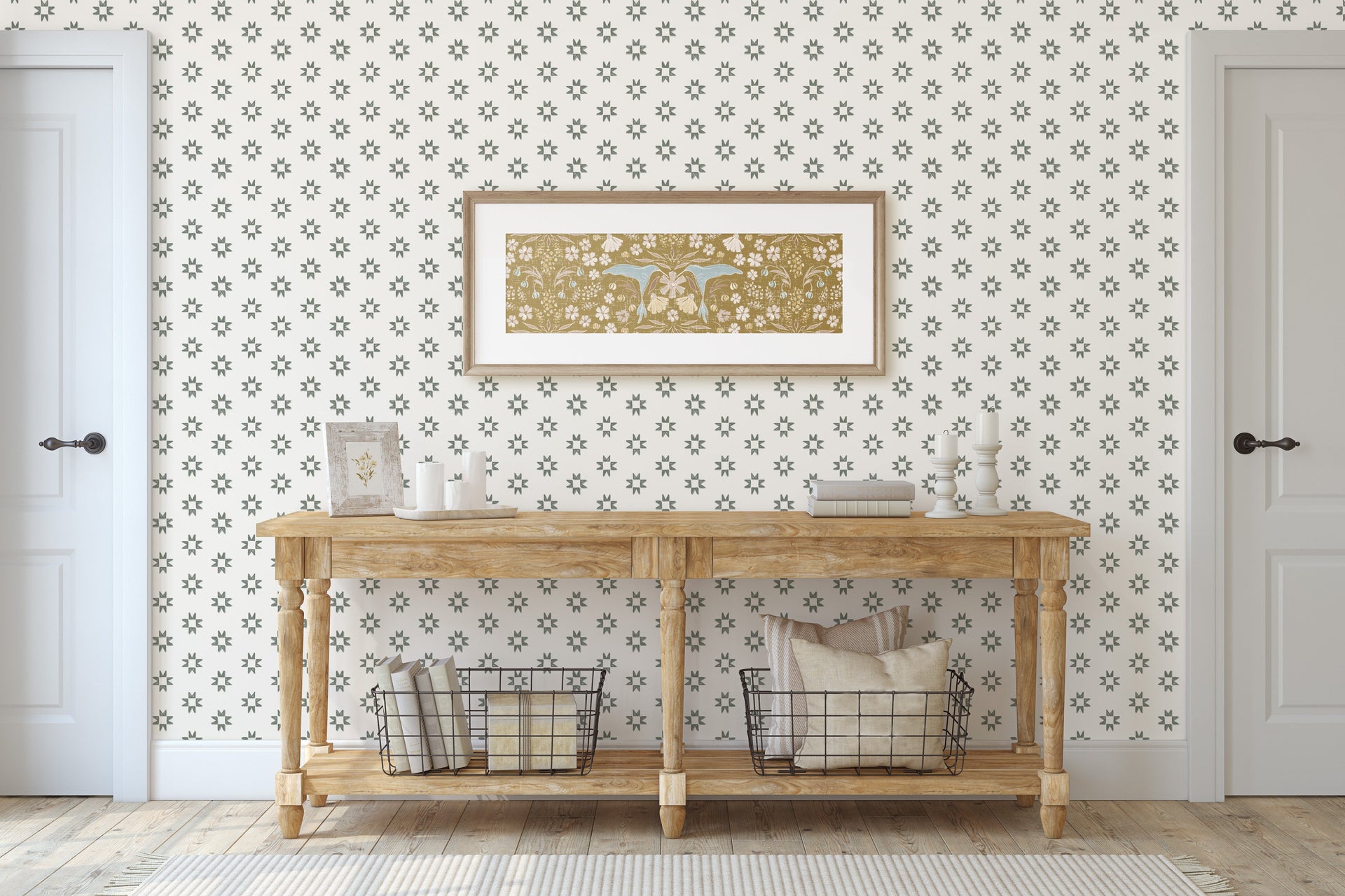 Iris Geometric Wallpaper in Light-Blue and Dark-Blue