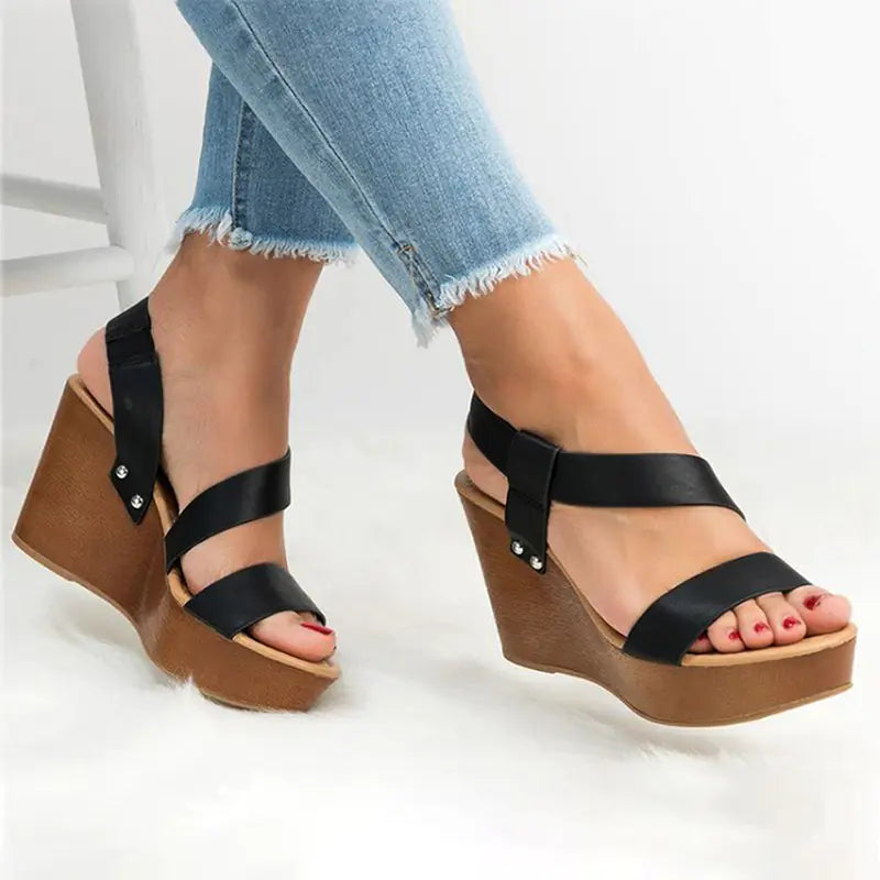 Women's Casual Tan Wedge Sandals with Open Toe Design - Image 12