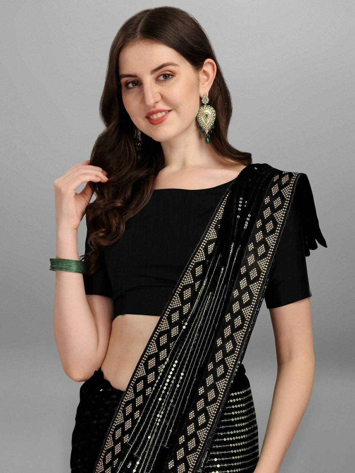 Black Georgette Embroidered Party Wear Saree