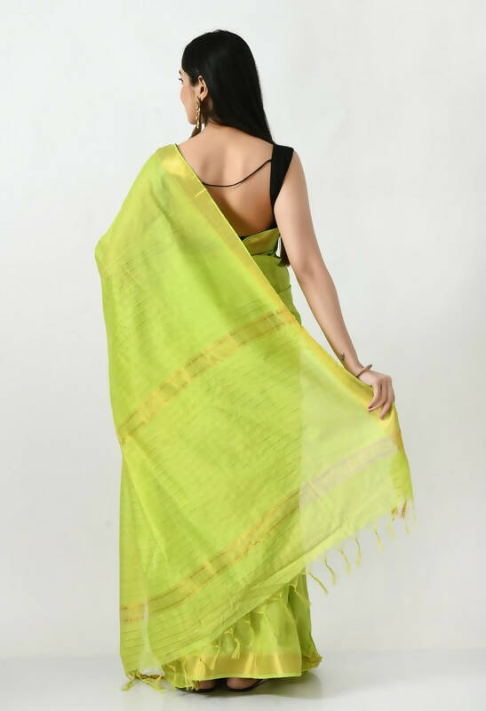 Parrot Green Bhagalpuri Handloom Silk Raj Shree Saree