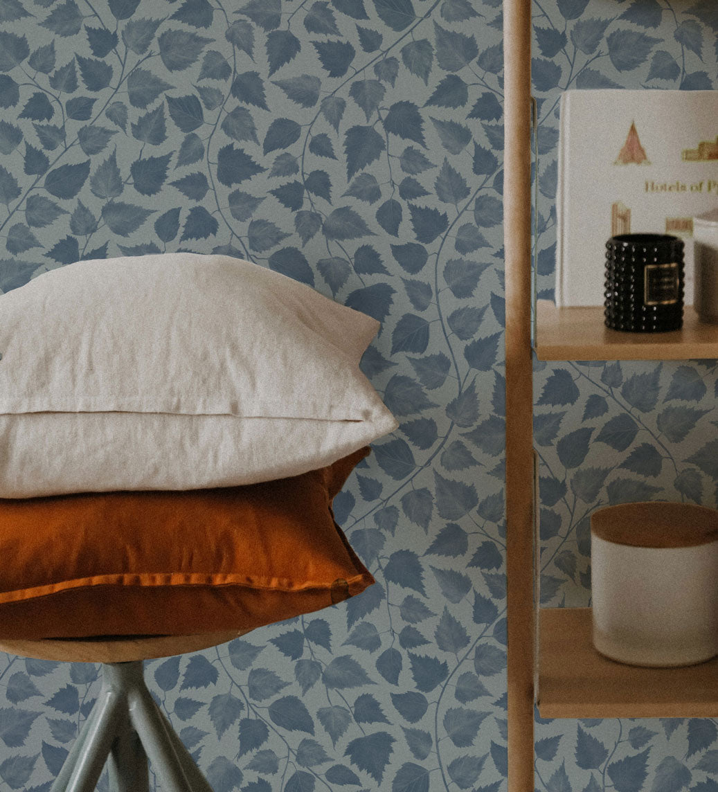 Iveline Floral Removable Wallpaper in Blue, Beige and Green