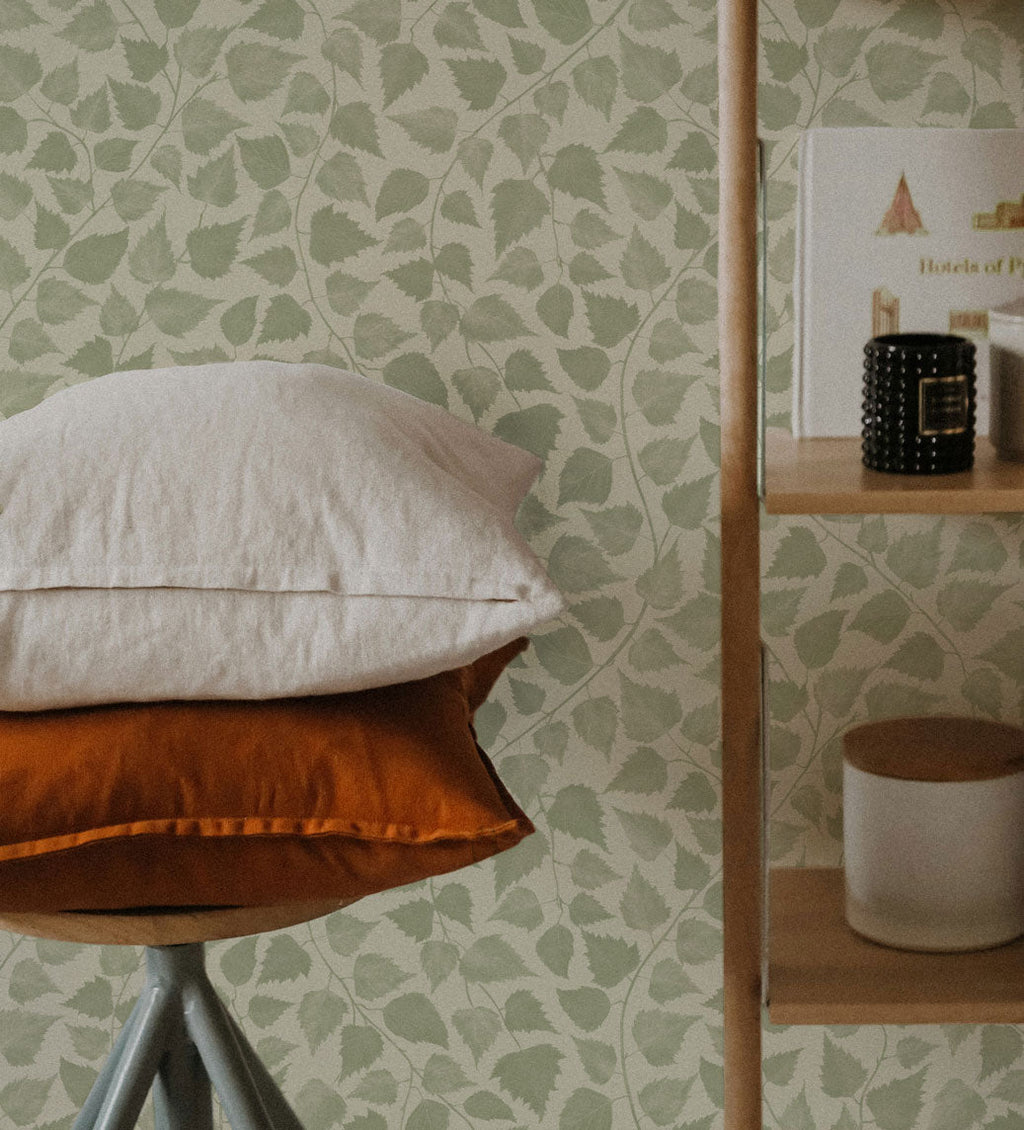 Iveline Floral Removable Wallpaper in Blue, Beige and Green