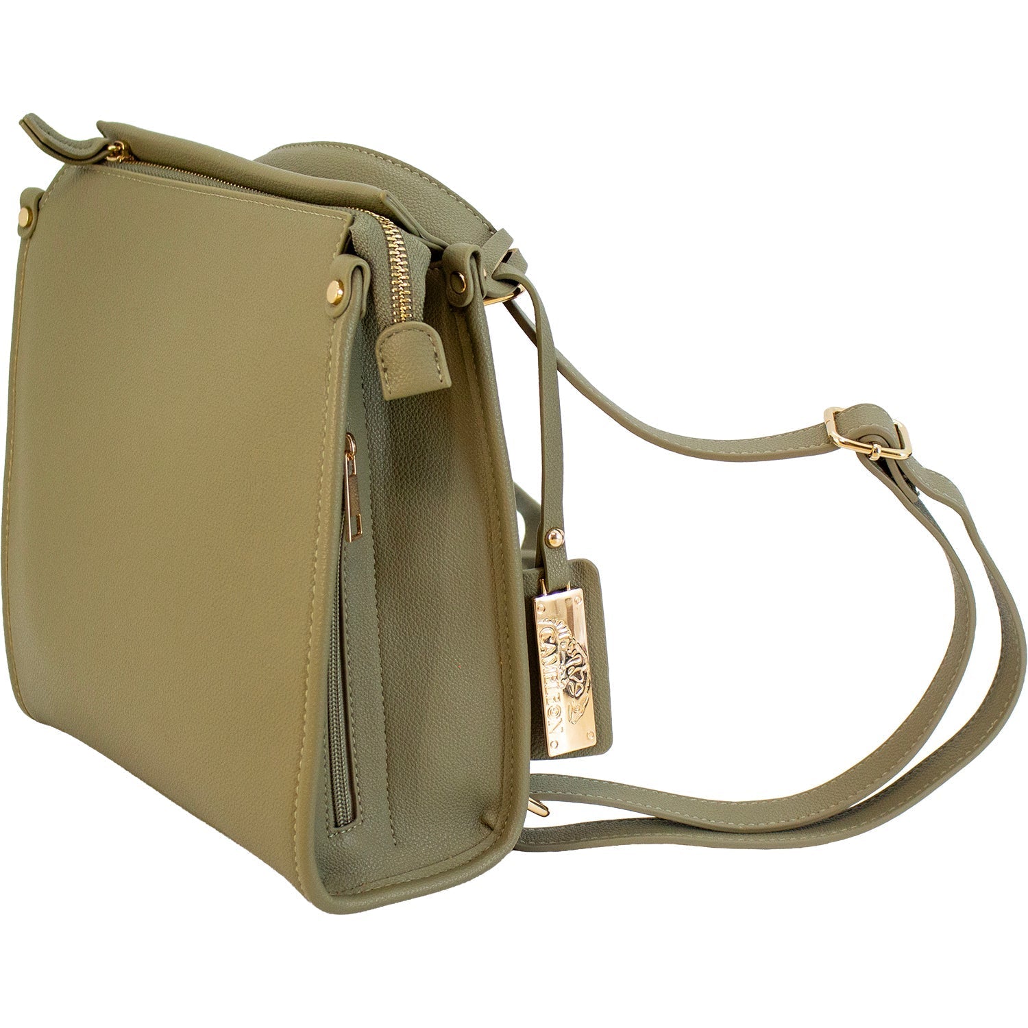 Minimalist olive-green Ivy crossbody backpack styled for everyday wear