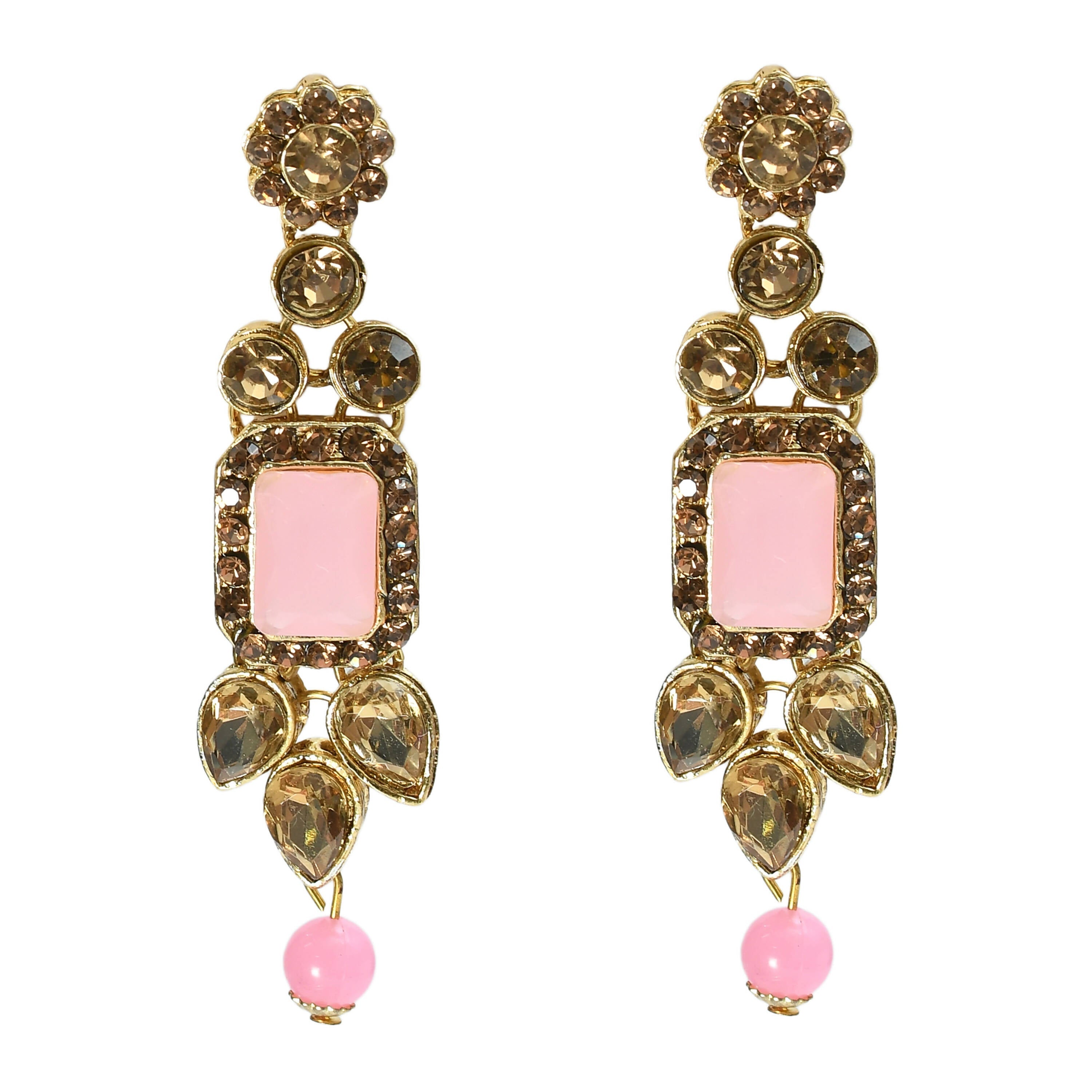 Baby Pink Gold-Polished Brass Kundan Stone Statement Choker