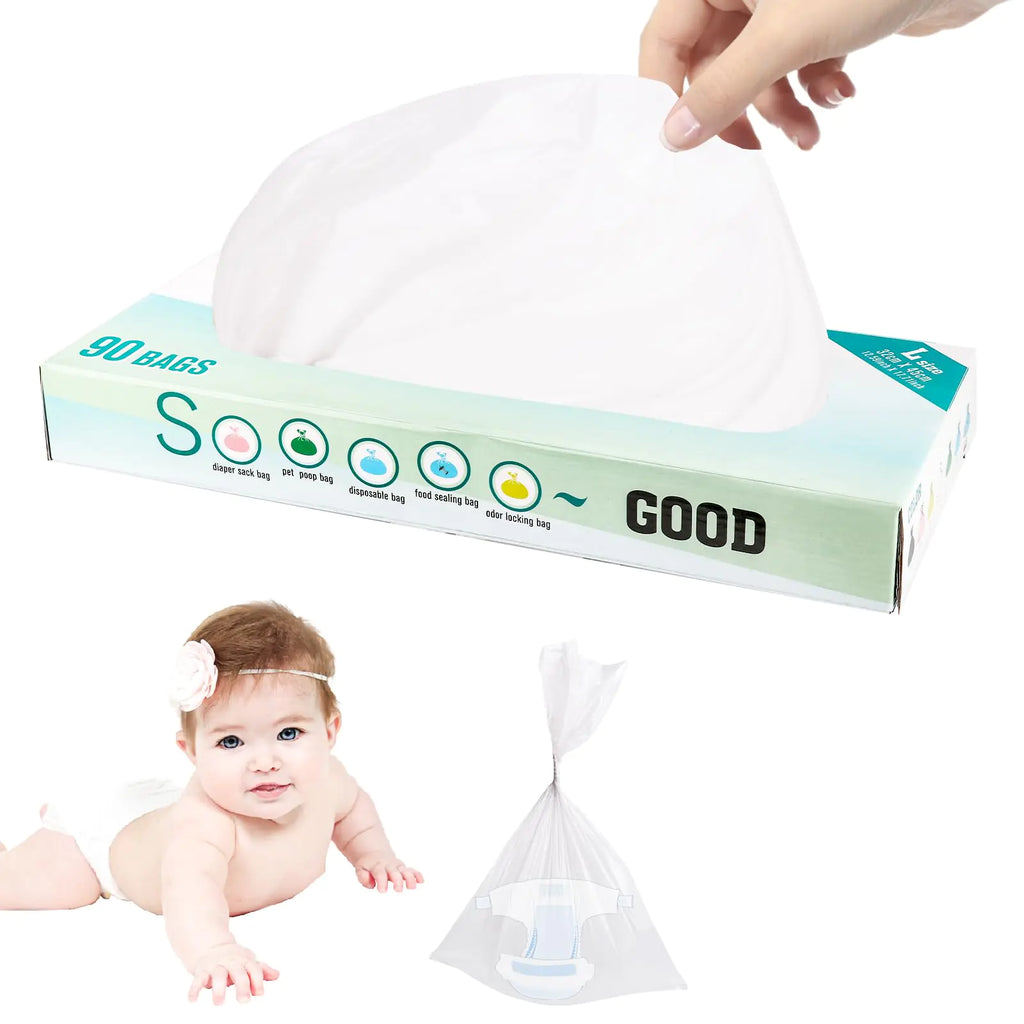 Odor Sealing Disposable Bags for Pet Waste Diapers Ostomy bags or any Sanitary Product Leak Proof Odor Blocking Bags Dog Poop Waste Bags Durable and Unscented (White L-90)