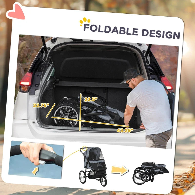 3 Wheels Pet Stroller for Small Dogs and Medium Dogs