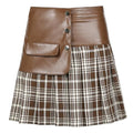 "Women's PU Leather Stitching All-Match Short Skirt"