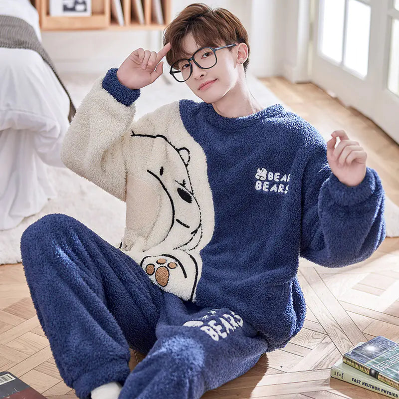 Men's Thickened Plush Winter Home Suit for Autumn/Winter