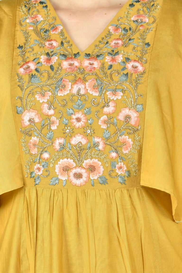 Mustard Chanderi Kurta - Lightweight Festive Ethnic Top