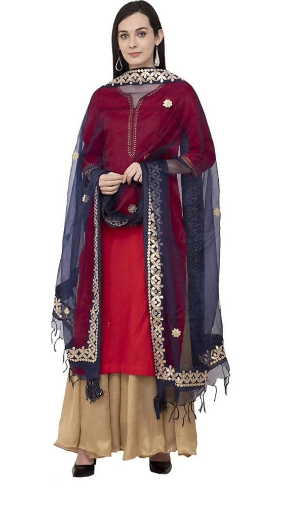 Navy Blue Organza Gotta Patti Dupatta for Festive Wear