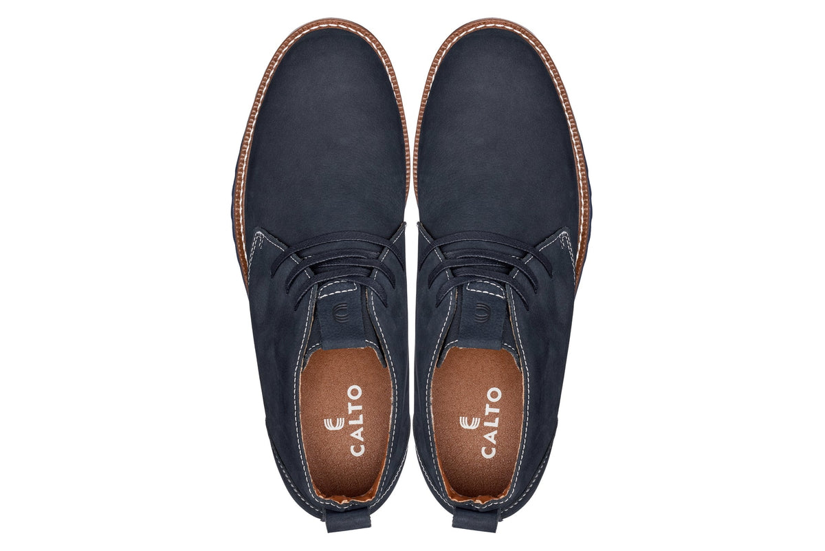 CALTO - J2191 - 2.6 Inches Taller (Ultramarine Blue/Blue Sole) - Nubuck Chukka Boots