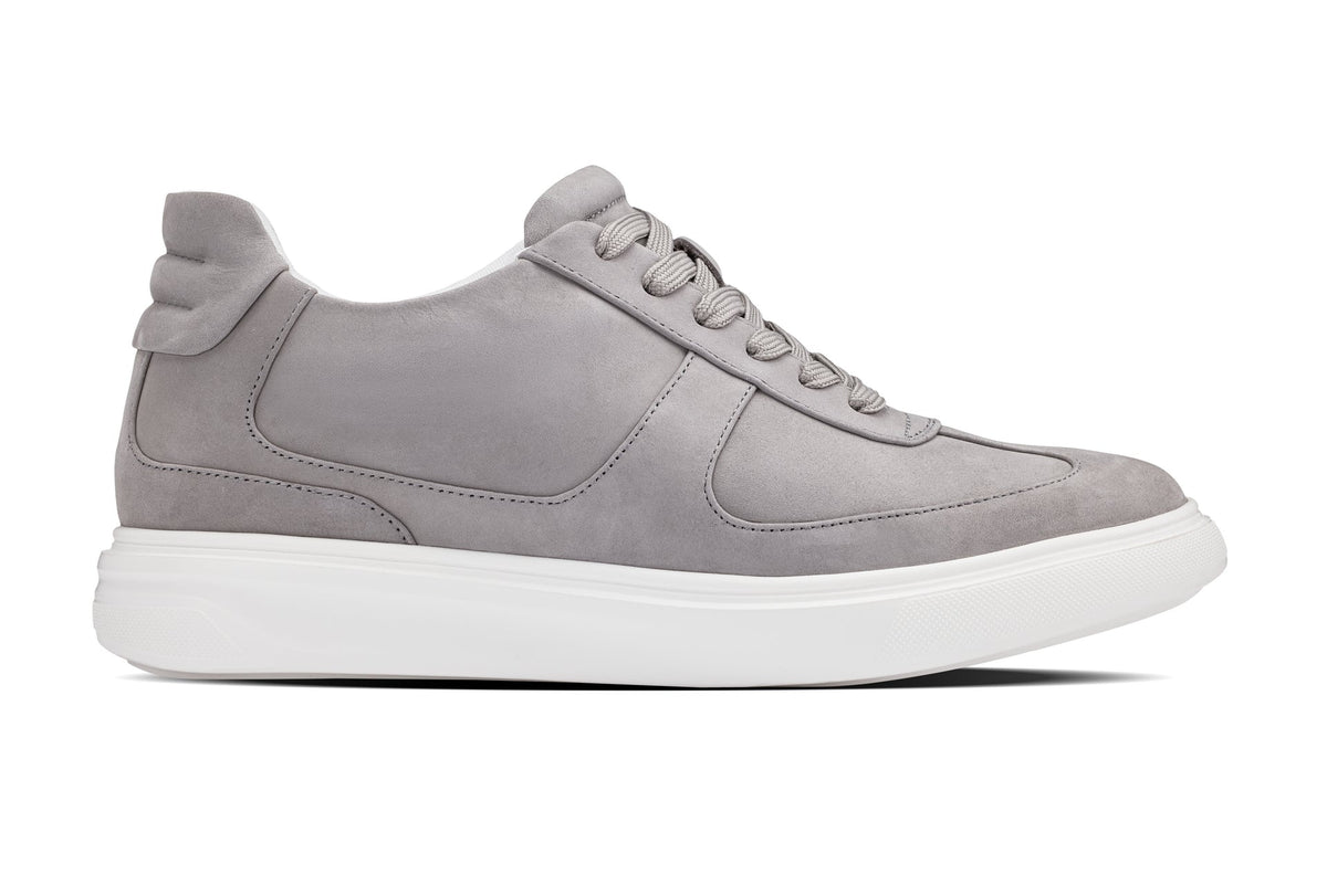 CALTO - J2202 - 2.6 Inches Taller (Grey/White Sole) - Lightweight Nubuck Sneakers