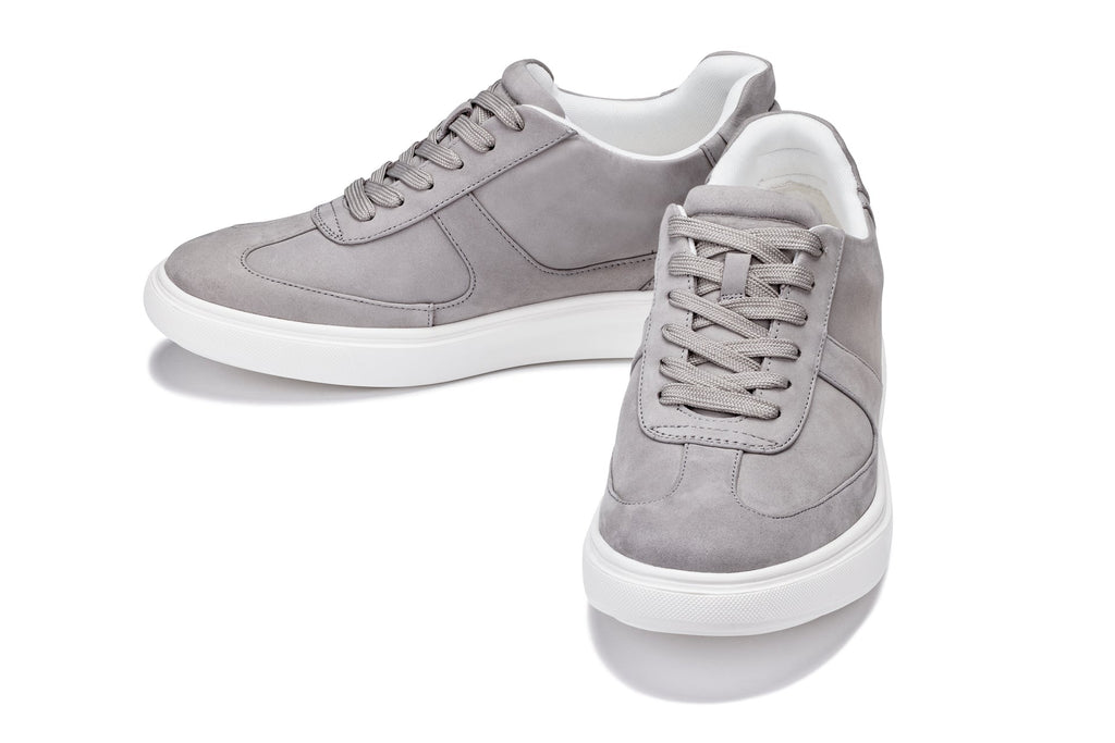 CALTO - J2202 - 2.6 Inches Taller (Grey/White Sole) - Lightweight Nubuck Sneakers