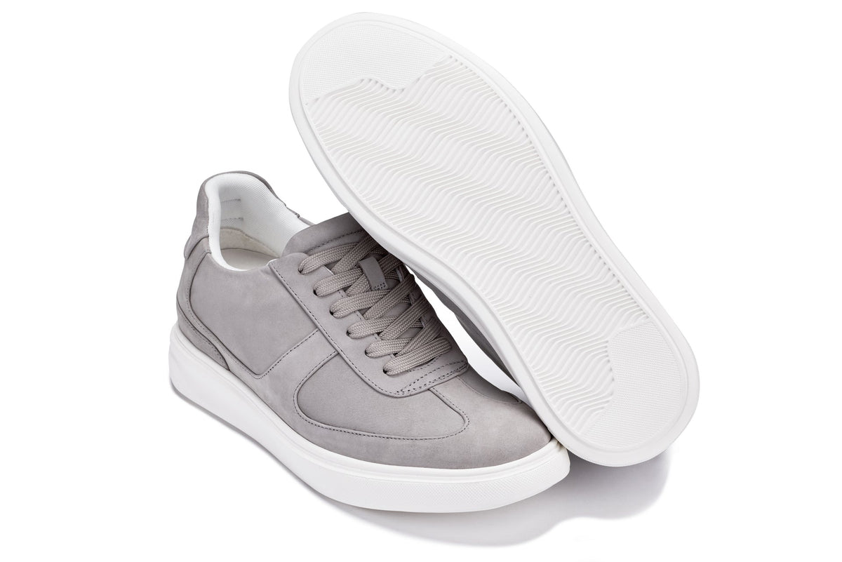 CALTO - J2202 - 2.6 Inches Taller (Grey/White Sole) - Lightweight Nubuck Sneakers