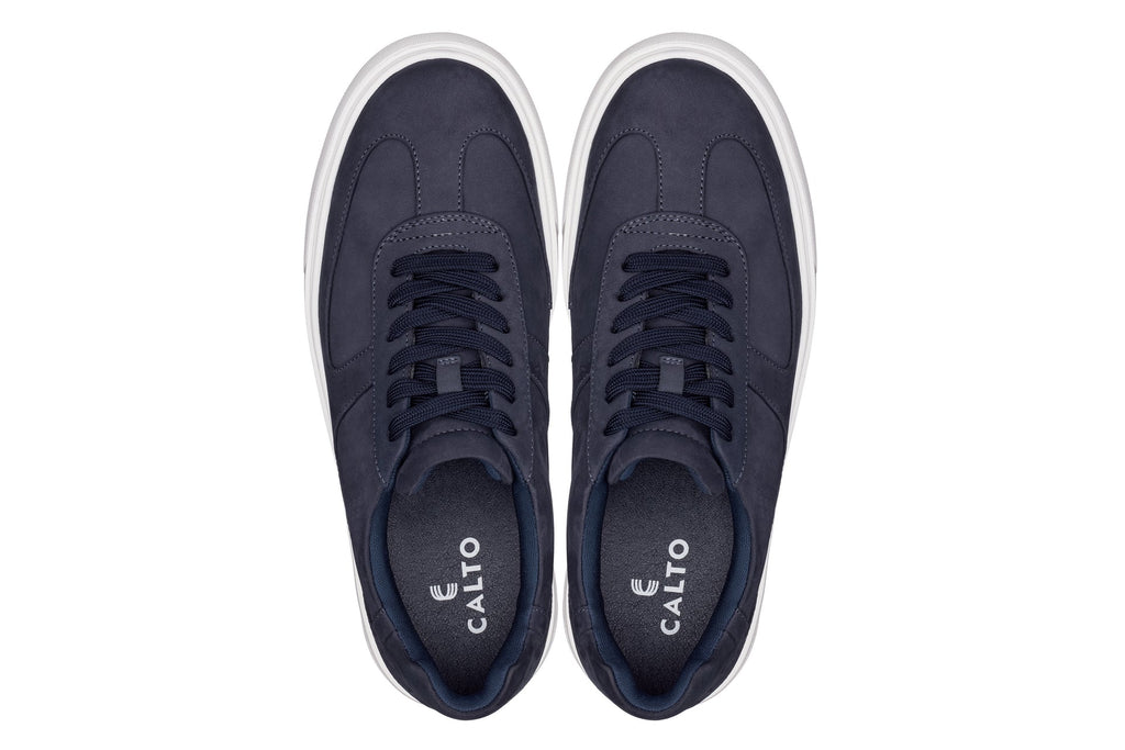 CALTO - J2203 - 2.6 Inches Taller (Ultramarine Blue/White Sole) - Lightweight Nubuck Sneakers