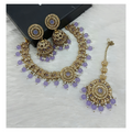 Exquisite lavender stone work necklace and matching earrings set