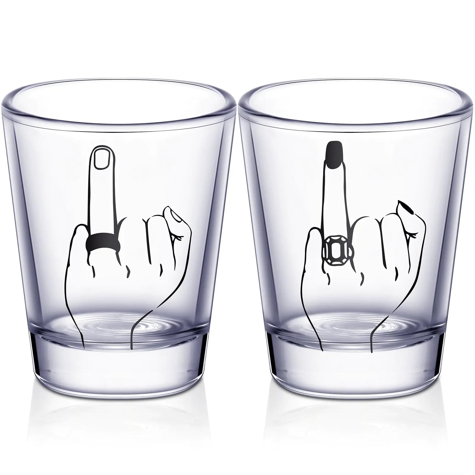 Bride and Groom Glasses 2 Pieces Ring Finger Wedding Wine Glasses Funny Bride Wine Glass 2 oz Wine Glasses Mr and Mrs Engagement Gifts Stemless Wine Glass for Newlyweds Couples (1.93 Inch Cool)