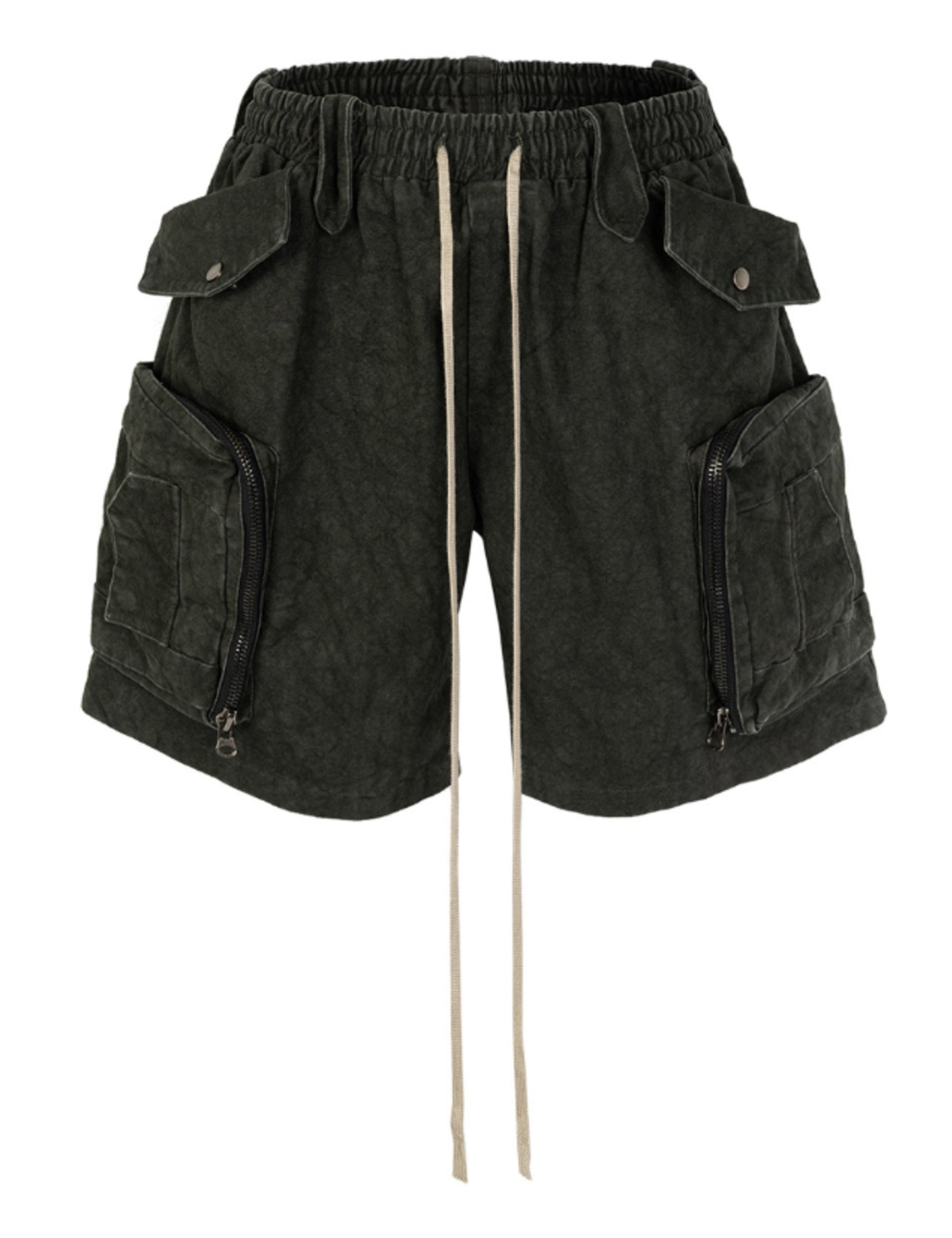 DRAWSTRING JUMBO POCKET CARGO SHORTS
